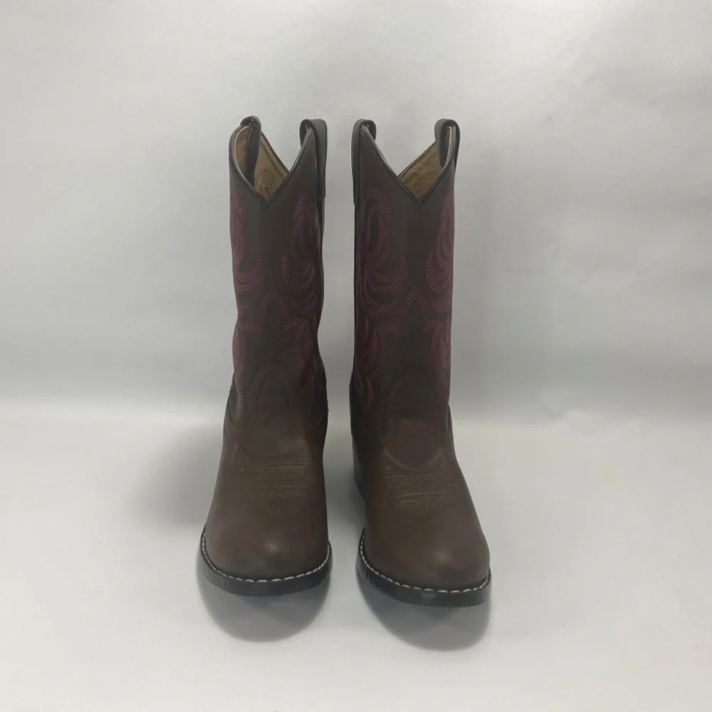 Smoky Mountain Youths 4.5 Monterey Western Cowboy Boots Faux Leather Brown/Pink